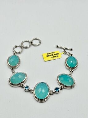 Sterling Silver Swiss Topaz Natural Gemstone Bracelet